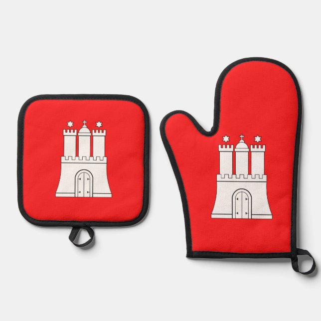 Set De Manoplas Bandera de la postal de Hamburgo (Anverso)