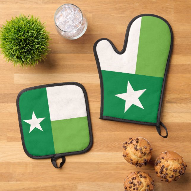Set De Manoplas Bandera del estado de Texas verde (De arriba hacia abajo)