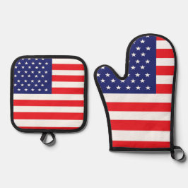 Set De Manoplas Bandera estadounidense Imprimir Potholder y Oven M