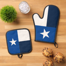 Set De Manoplas Bandera Estatal de Texas azul y blanca