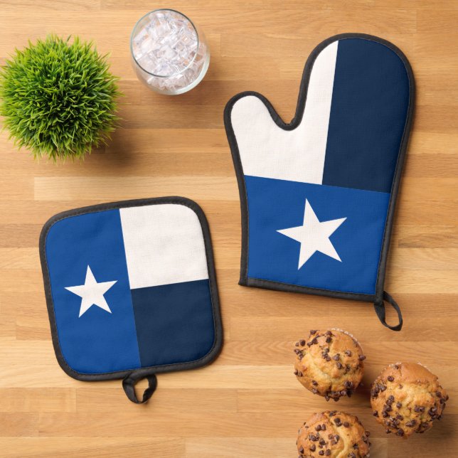 Set De Manoplas Bandera Estatal de Texas azul y blanca (De arriba hacia abajo)