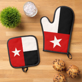 Set De Manoplas Bandera Estatal de Texas Roja y Negra