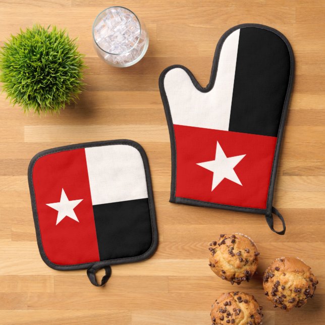 Set De Manoplas Bandera Estatal de Texas Roja y Negra (De arriba hacia abajo)