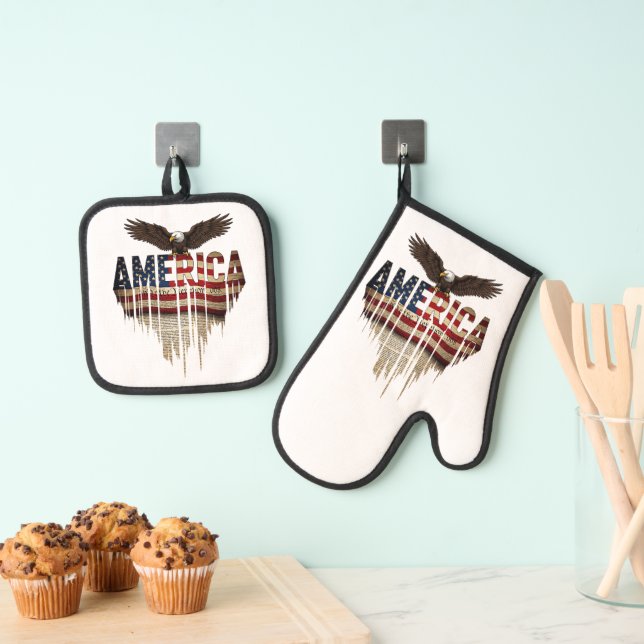 Set De Manoplas Bandera gruesa de Estados Unidos y águila (Insitu (colgante))