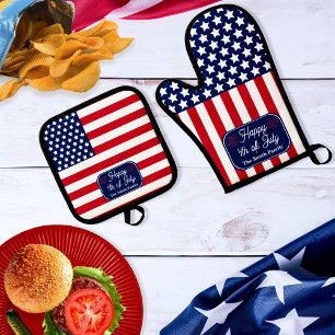 Set De Manoplas Bandera Patriótica de EEUU Feliz 4 de julio, nombr