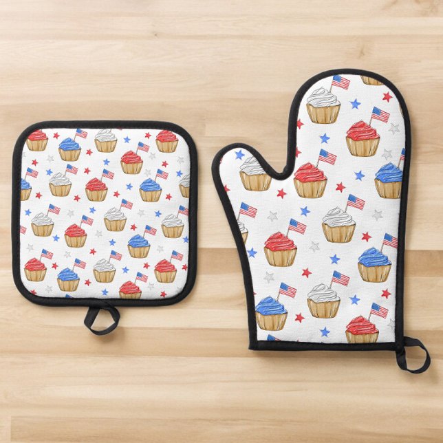 Set De Manoplas Bandera Patriótica Estadounidense Cupcakes Red Whi (Subido por el creador)