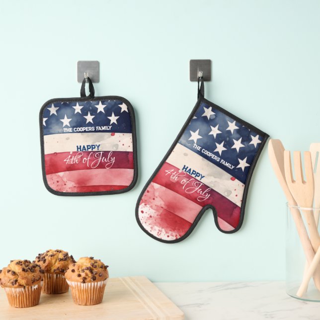 Set De Manoplas Bandera Patriótica Estadounidense Feliz 4 de Julio (Insitu (colgante))