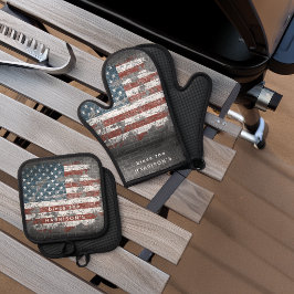 Set De Manoplas Bandera personalizada de EE. UU. pintada antigua y