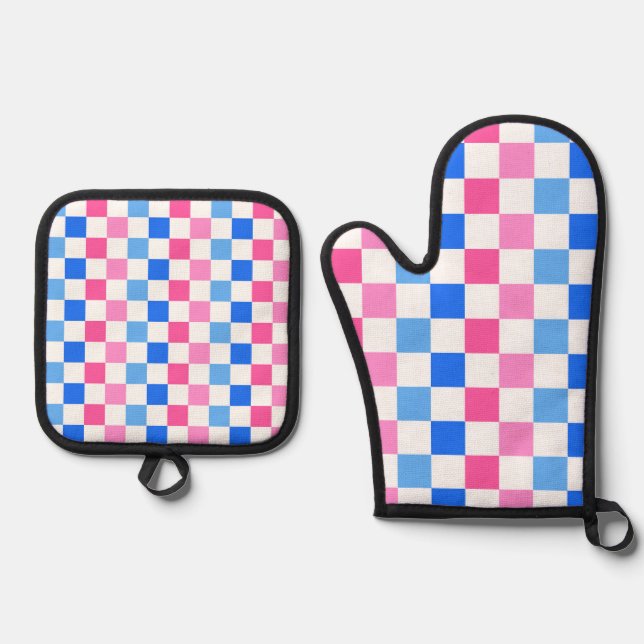 Set De Manoplas Barbie goes to the ocean checkerboard pattern (Anverso)