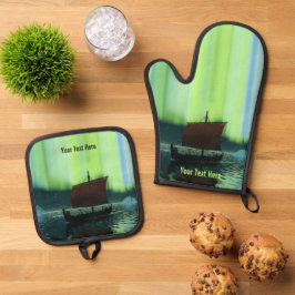 Set De Manoplas Barco Viking Bajo Luces del Norte