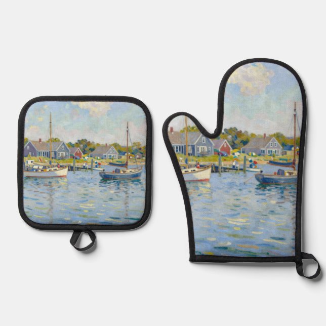 Set De Manoplas Barcos de vela Impresionismo Nueva Inglaterra (Anverso)