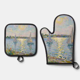 Set De Manoplas Barcos de vela Verano Nueva Inglaterra