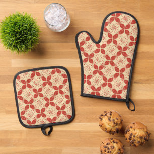 Set De Manoplas Batik Kawung, Patrón indonesio, Javanés, Étnico