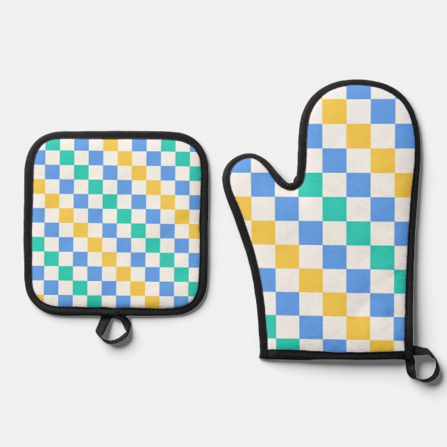 Set De Manoplas Beach day diagonal checkerboard pattern (Anverso)