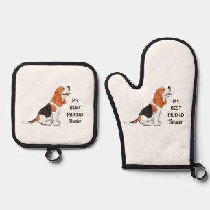 Set De Manoplas Beagle Dog My Best Friend Custom Name
