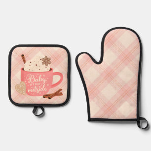 Set De Manoplas Bebé, hace frío fuera Mitón de horno y salvamantel