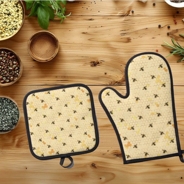 Set De Manoplas Bee Honeycomb Amarillo (Subido por el creador)