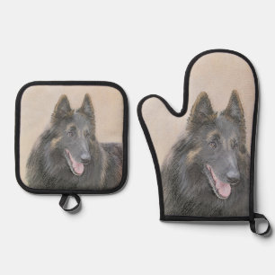 Set De Manoplas Belga Tervuren Shepherd Fawn Pintura de perro