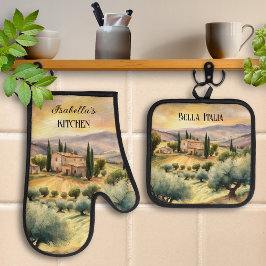 Set De Manoplas Bella Italia Paisaje Toscano Italiano