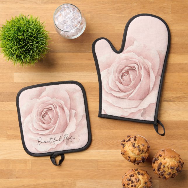 Set De Manoplas Bella Rosa Hermosa Flor Rosa (De arriba hacia abajo)