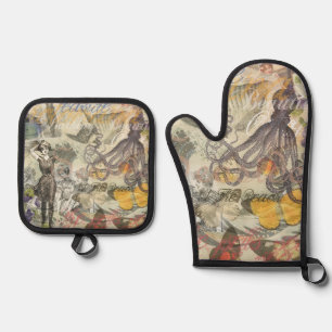 Set De Manoplas Belleza victoriana de baño Kraken surrealismo vint