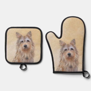 Set De Manoplas Berger Picard Shepherd Dark Fawn Pintura de Perro