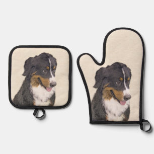 Set De Manoplas Bernese Mountain Dog Berner Pintando arte Mascota