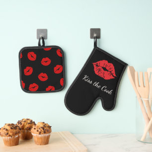 Set De Manoplas Besar los labios rojos de Coco en negro