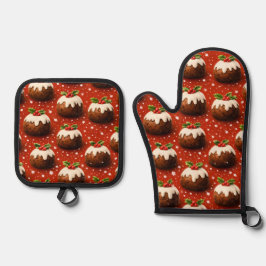 Set De Manoplas Best of Christmas pudding pattern oven mitt and po