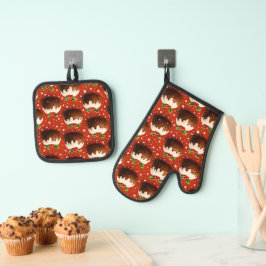 Set De Manoplas Best of Christmas pudding pattern oven mitt and po