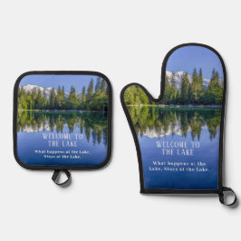 Set De Manoplas Bienvenidos al bosque Lake Pine Tree