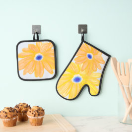 Set De Manoplas Big Warm Yellow Asters