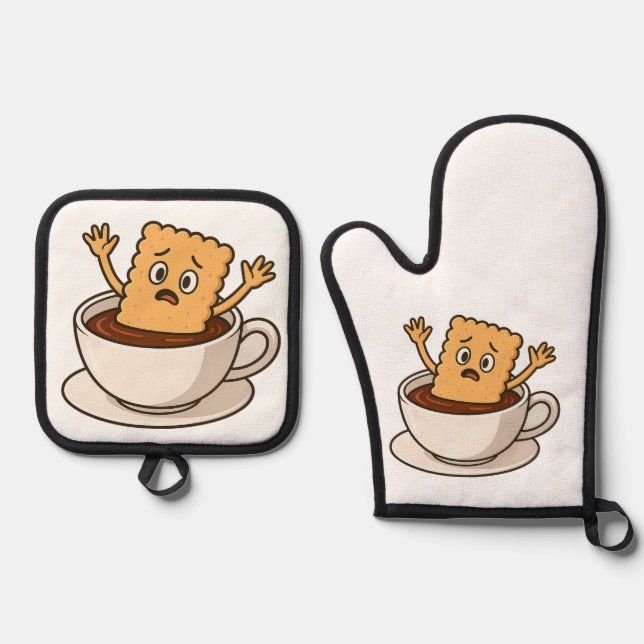 Set De Manoplas Biscuit en problemas dentro de una copa de café (Anverso)