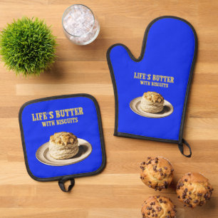 Set De Manoplas Biscuit ondulado en una placa, bizcochos de manteq