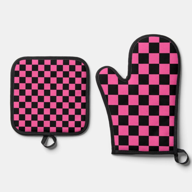 Set De Manoplas Black and pink checkerboard pattern (Anverso)