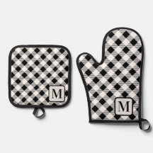 Black White Buffalo Plaid Gingham Monograma Cute