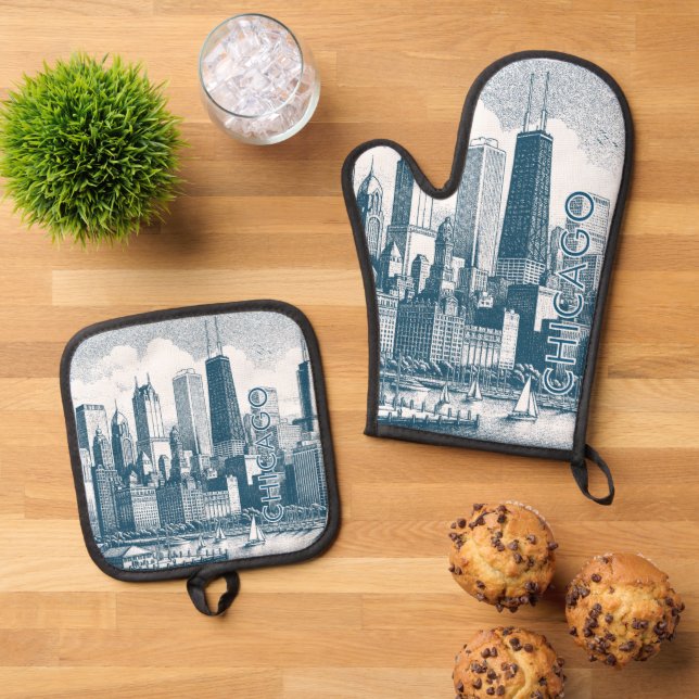 Set De Manoplas Blanco azul de Chicago (De arriba hacia abajo)