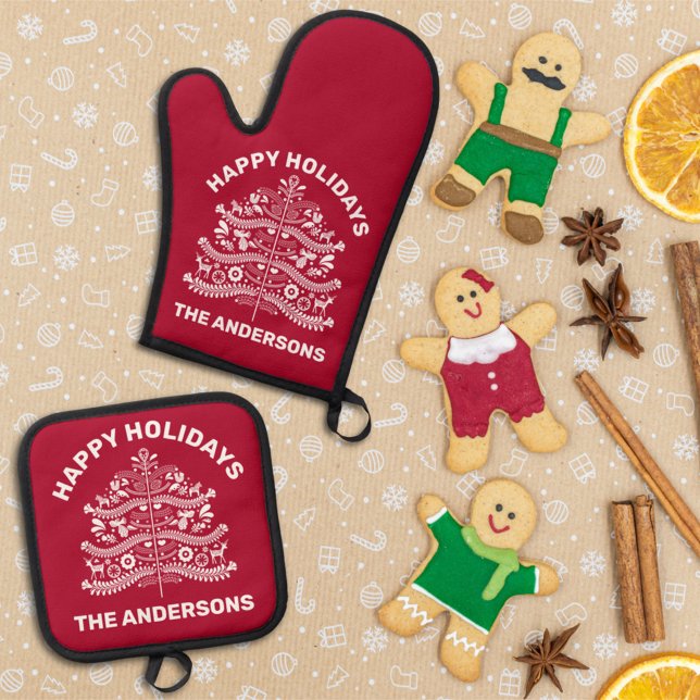 Set De Manoplas Blanco sobre el árbol de navidad del arte folclóri (Subido por el creador)
