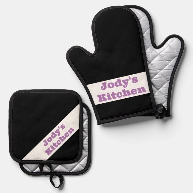 Set De Manoplas Blanco y negro simple personalizado (Anverso/Reverso)
