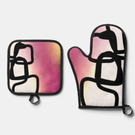 Set De Manoplas Blockchain: Resumen rosa, amarillo, negro y blanco