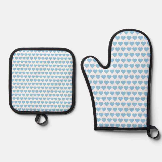 Set De Manoplas Blue Heart Oven Mitt y Pot Holders (Anverso)