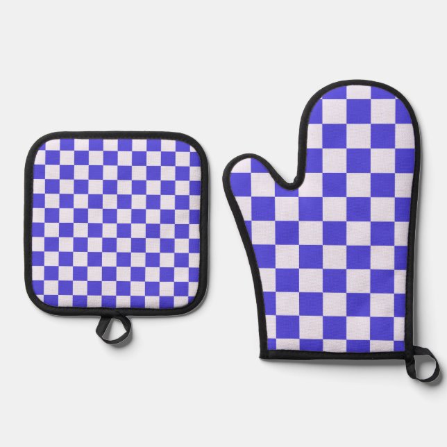 Set De Manoplas Blueberry cream checkered pattern (Anverso)