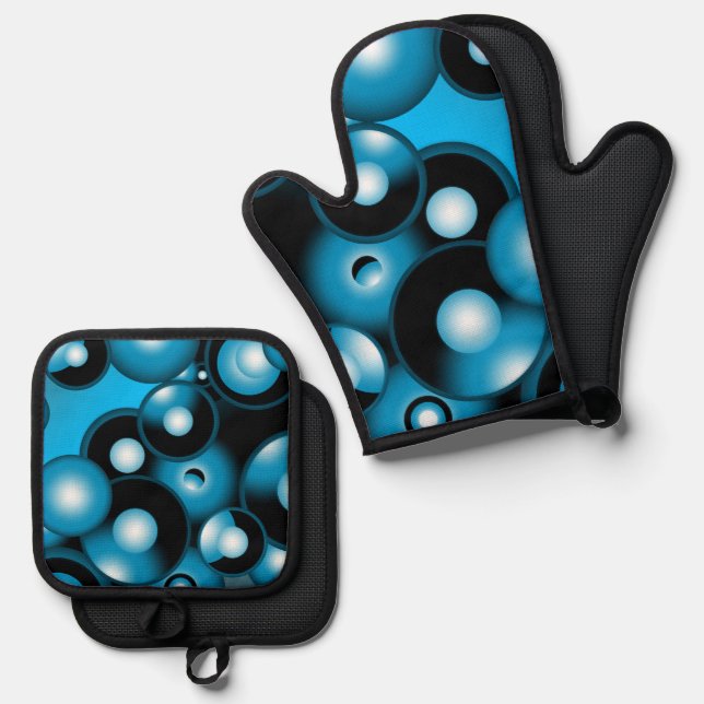 Set De Manoplas Blues Círculo concéntrico Arte abstracto orbital (Anverso/Reverso)