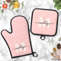 Blush Rosa Monograma Nombre Cocina