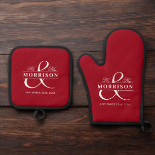 Set De Manoplas Boda Sr. Red Monogram Gift