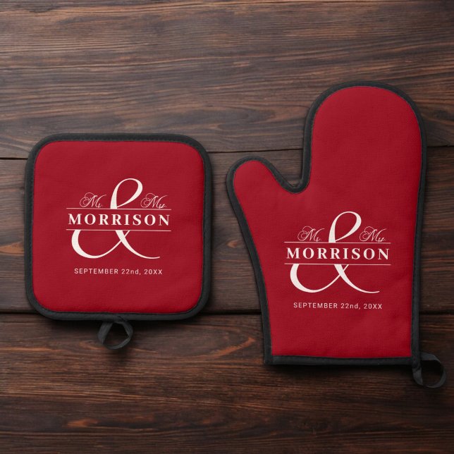 Set De Manoplas Boda Sr. Red Monogram Gift (Subido por el creador)