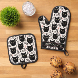 Set De Manoplas Boho Black Cats and Leads Motiva a la mejor mamá