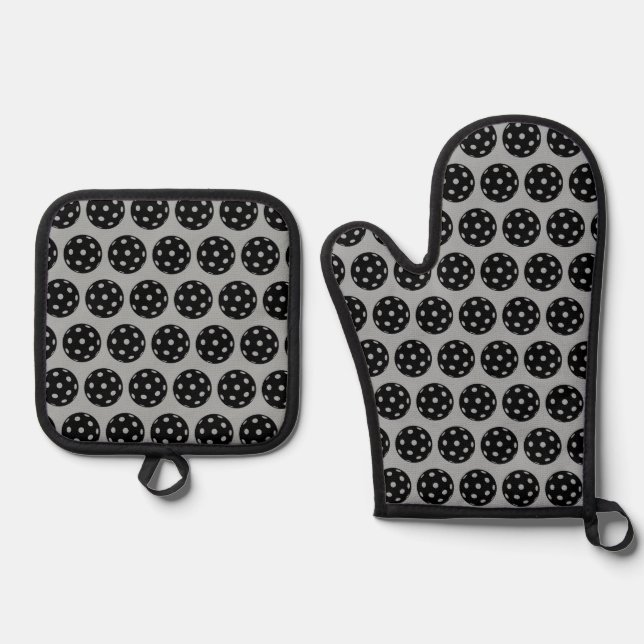 Set De Manoplas Bolas de pollo gris negro de moda (Anverso)
