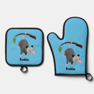 Set De Manoplas Bonito opossum colgando de un personalizado de suc