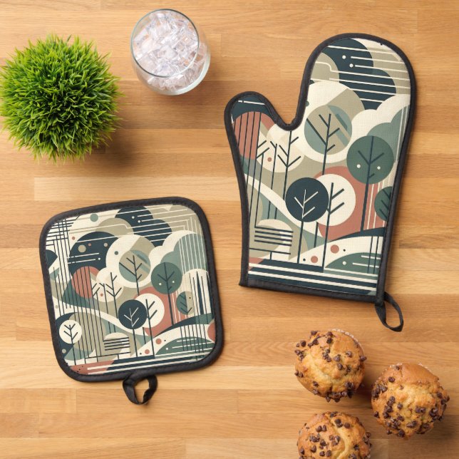 Set De Manoplas Bosque Geométrico (De arriba hacia abajo)